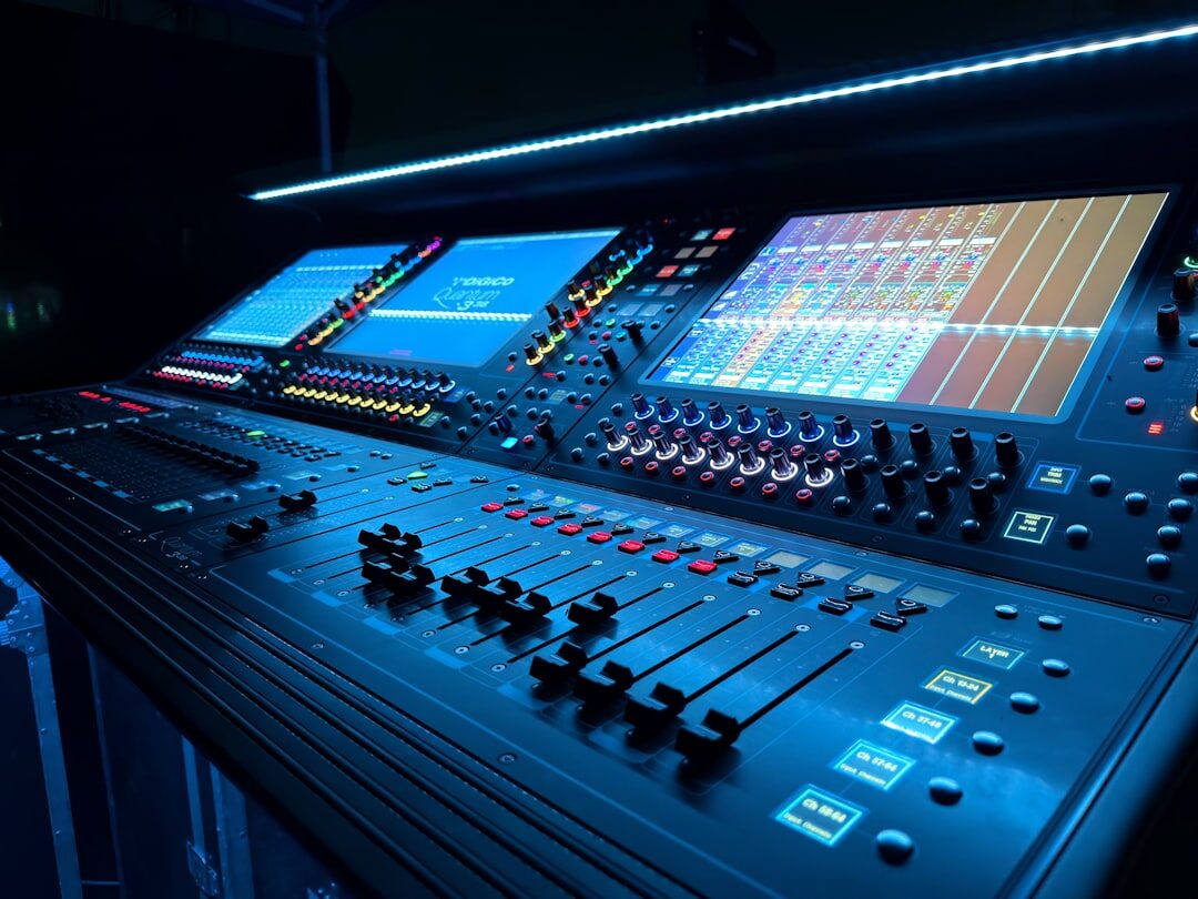 Studio lighting control panel with dimmer sliders