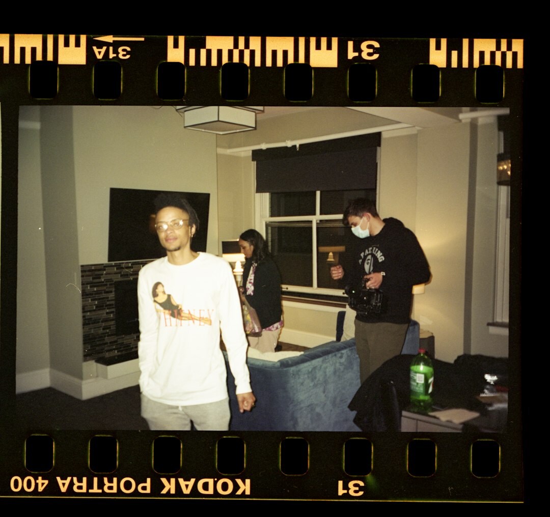 Finnish production crew standing together in a TV studio